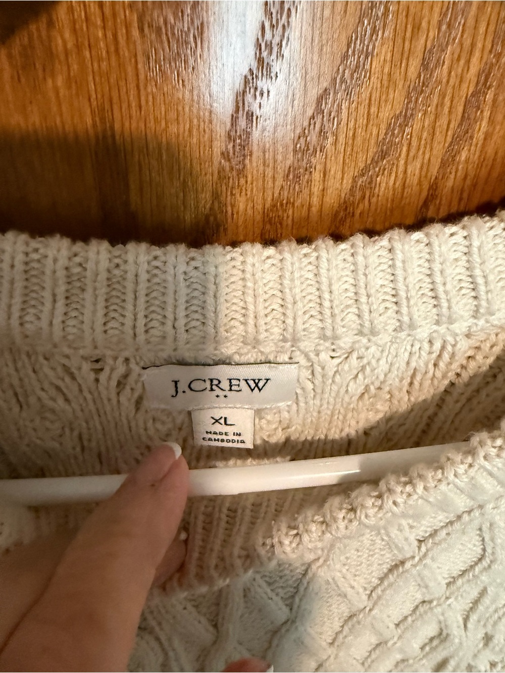 J Crew Cream Cable Knit Crewneck Sweater - Picture 4 of 5